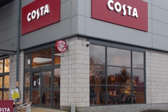 automatic swing door and framework on costa coffee