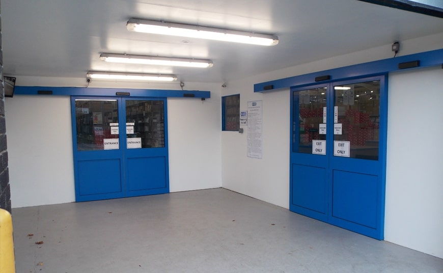 automatic sliding door set for budget greeting cards ltd